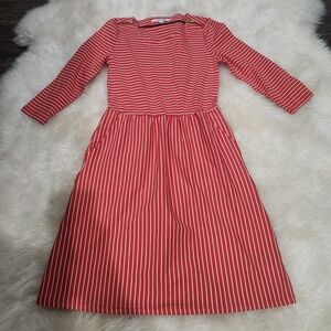 Boden Vibrant Red and White Long Sleeve Dress